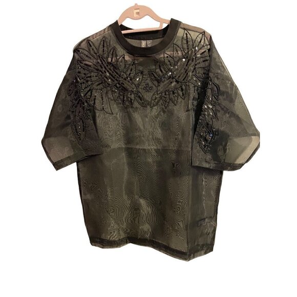 ASOS Embellished Floral Festival Oversized T-shirt w/ Embellished Sleeve XS NWT - Picture 2 of 8